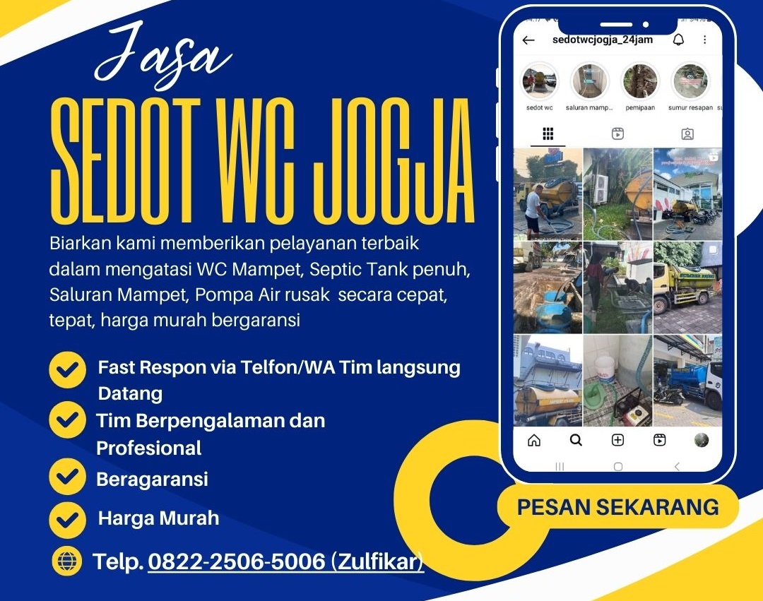 Jasa Sedot WC Jogja dan Saluran Mapet Jogja 24 Jam
